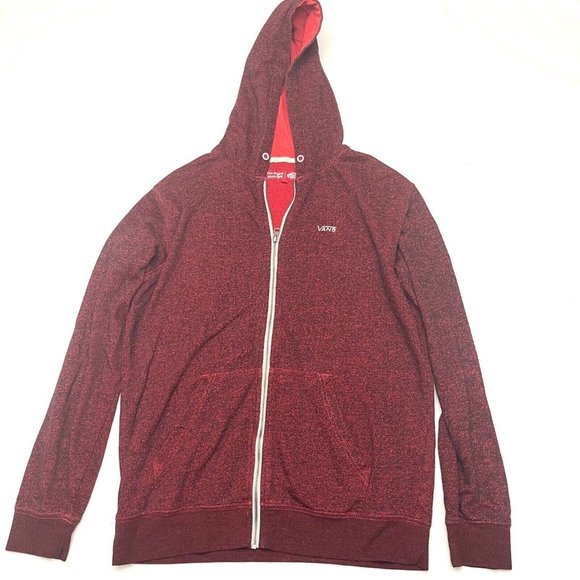 Vans Off The‎ Wall Mens Red Hooded Zip Up Sweatshirt Size Small - Picture 1 of 7